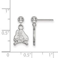Sterling Silver Rhodium-plated LogoArt East Carolina University Pirate Dangle Ball Post Earrings view 2
