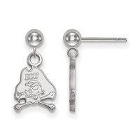 Sterling Silver Rhodium-plated LogoArt East Carolina University Pirate Dangle Ball Post Earrings view 1