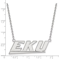 Sterling Silver Rhodium-plated LogoArt Eastern Kentucky University E-k-u Large Pendant Necklace, 18" view 2