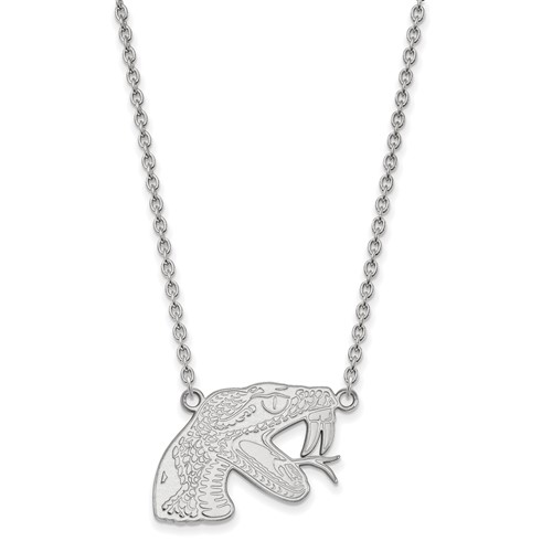 Sterling Silver Rhodium-plated LogoArt Florida a and M University Rattler Large Pendant Necklace, 18"