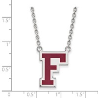 Sterling Silver Rhodium-plated LogoArt Fordham University Letter F Large Enameled Pendant Necklace, 18" view 2
