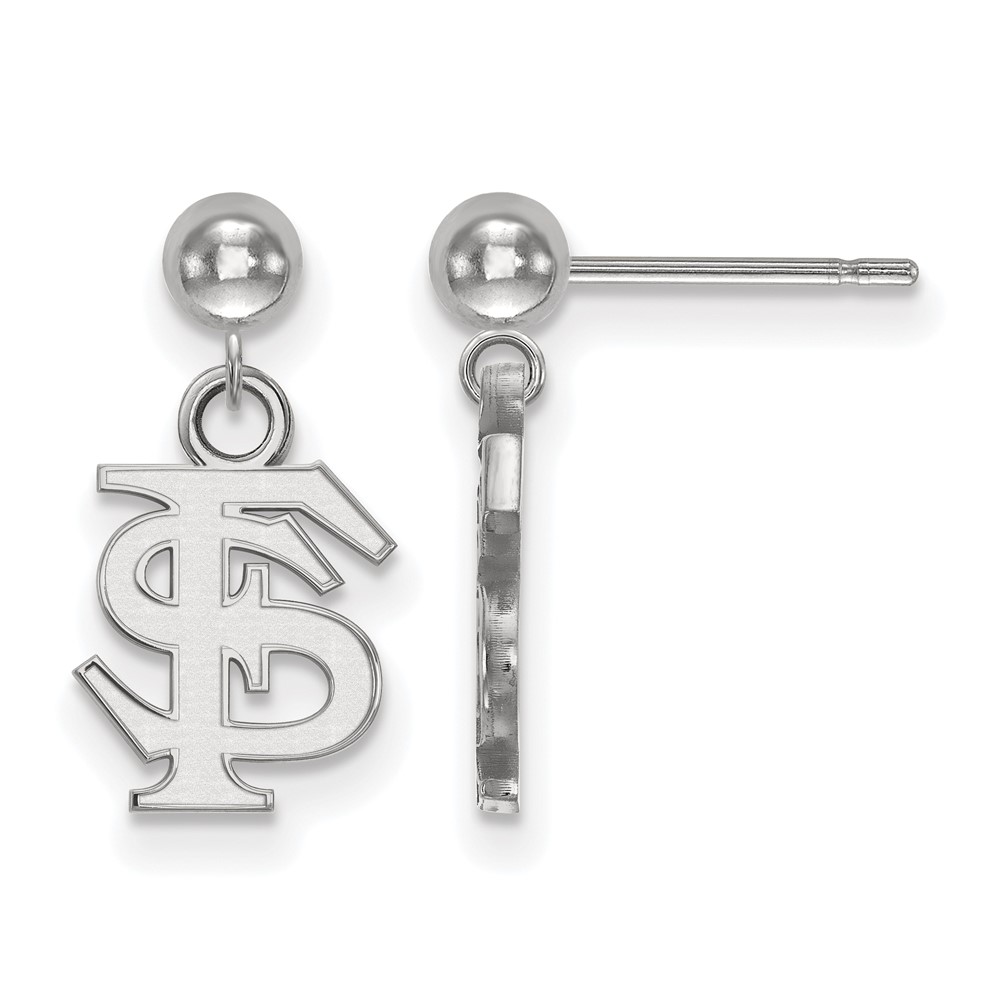 Sterling Silver Rhodium-plated LogoArt Florida State University F-s Dangle Ball Post Earrings