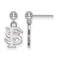 Sterling Silver Rhodium-plated LogoArt Florida State University F-s Dangle Ball Post Earrings view 1