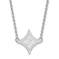 Sterling Silver Rhodium-plated LogoArt Furman University Large Pendant Necklace, 18" view 1