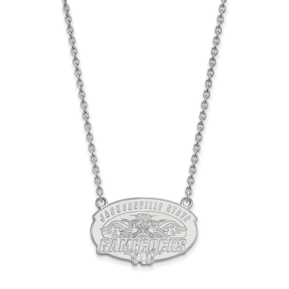 Sterling Silver Rhodium-plated LogoArt Jacksonville State U. Large Pendant Necklace, 18"