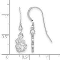 Sterling Silver Rhodium-plated LogoArt James Madison University Duke Dog Extra Small Dangle Wire Earrings view 2