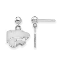 Sterling Silver Rhodium-plated LogoArt Kansas State University Wildcat Dangle Ball Post Earrings view 1