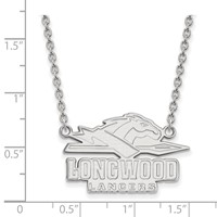 Sterling Silver Rhodium-plated LogoArt Longwood University Lancers Large Pendant Necklace, 18" view 2