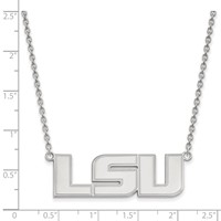 Sterling Silver Rhodium-plated LogoArt Louisiana State University L-s-u Large Pendant 18 Inch Necklace view 2