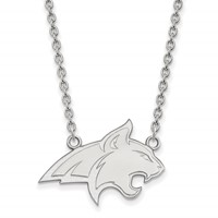 Sterling Silver Rhodium-plated LogoArt Montana State University Bobcat Large Pendant Necklace, 18" view 1