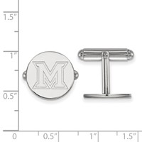 Sterling Silver Rhodium-plated LogoArt Miami University Ohio Letter M Cuff Links view 2
