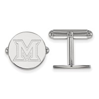 Sterling Silver Rhodium-plated LogoArt Miami University Ohio Letter M Cuff Links view 1