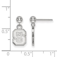 Sterling Silver Rhodium-plated LogoArt North Carolina State University N-c-s Dangle Ball Post Earrings view 2