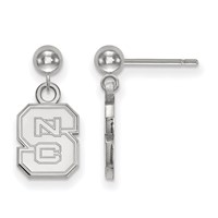 Sterling Silver Rhodium-plated LogoArt North Carolina State University N-c-s Dangle Ball Post Earrings view 1