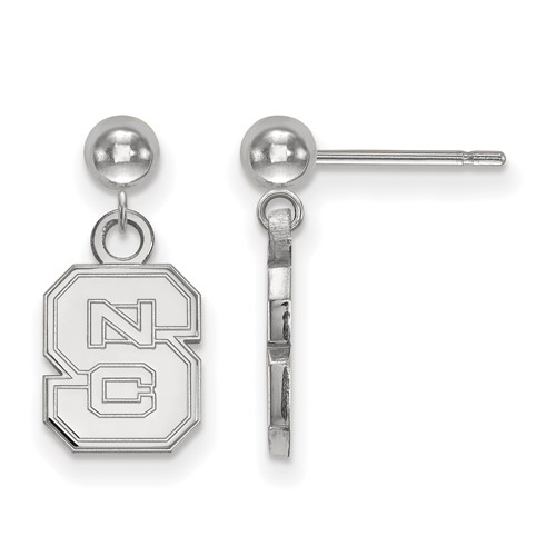 Sterling Silver Rhodium-plated LogoArt North Carolina State University N-c-s Dangle Ball Post Earrings