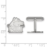 Sterling Silver Rhodium-plated LogoArt Northern Illinois University N-i-u Huskies Cuff Links view 2
