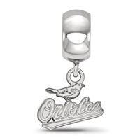 Sterling Silver Rhodium Plated Major League Baseball LogoArt Baltimore Orioles Extra Small Dangle Bead view 2