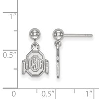 Sterling Silver Rhodium-plated LogoArt the Ohio State University Dangle Ball Post Earrings view 2