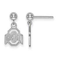Sterling Silver Rhodium-plated LogoArt the Ohio State University Dangle Ball Post Earrings view 1