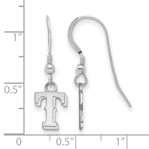 SS/Rh-p Major League Baseball LogoArt Texas Rangers T Dangle Earrings
