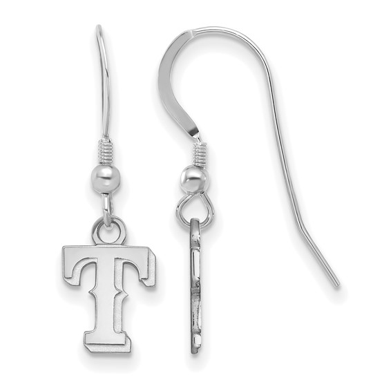 SS/Rh-p Major League Baseball LogoArt Texas Rangers T Dangle Earrings
