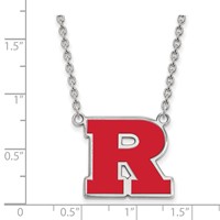 Sterling Silver Rhodium-plated LogoArt Rutgers University Letter R Large Enameled Pendant Necklace, 18" view 2