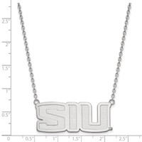 Sterling Silver Rhodium-plated LogoArt Southern Illinois University S-i-u Large Pendant Necklace, 18" view 2