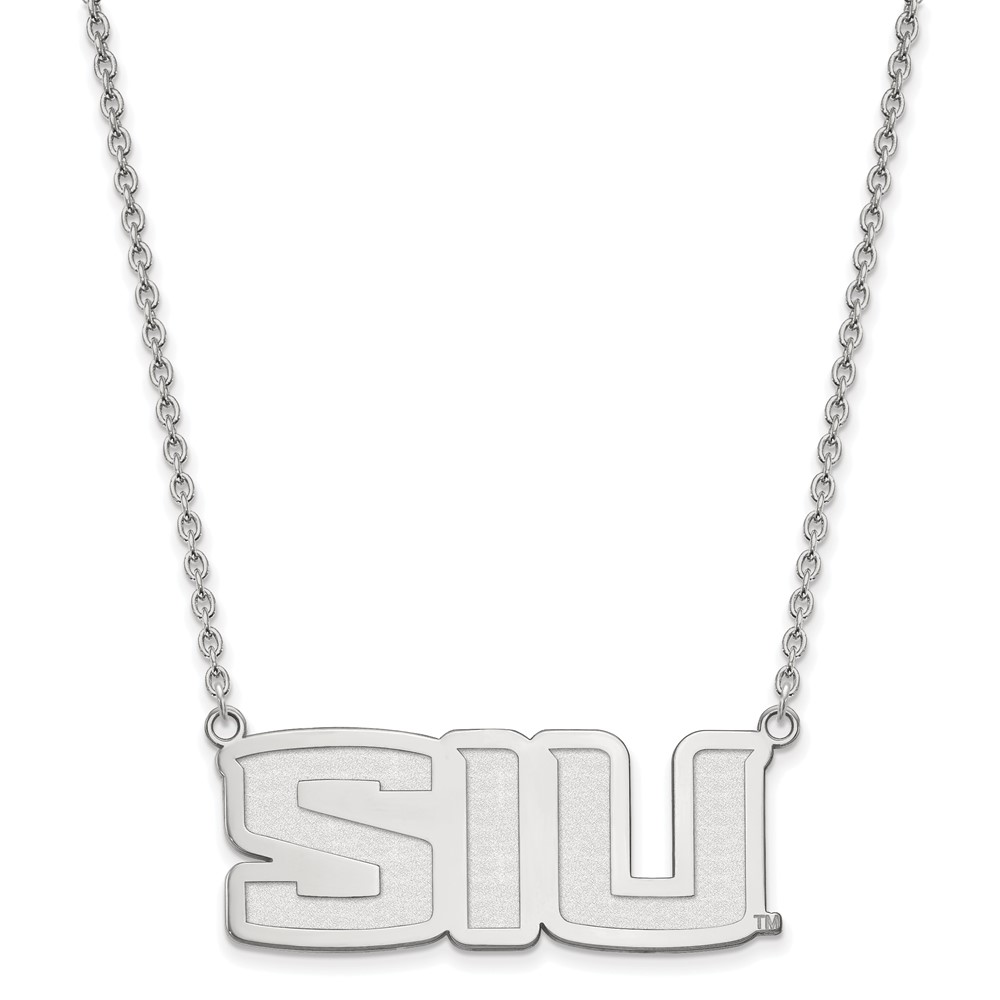 Sterling Silver Rhodium-plated LogoArt Southern Illinois University S-i-u Large Pendant Necklace, 18"