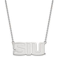 Sterling Silver Rhodium-plated LogoArt Southern Illinois University S-i-u Large Pendant Necklace, 18" view 1