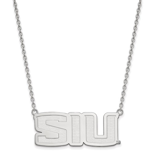 Sterling Silver Rhodium-plated LogoArt Southern Illinois University S-i-u Large Pendant Necklace, 18"
