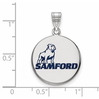 Sterling Silver Rhodium-plated LogoArt Samford University Large Enameled Disc Pendant view 2