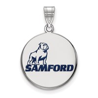 Sterling Silver Rhodium-plated LogoArt Samford University Large Enameled Disc Pendant view 1