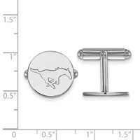 Sterling Silver Rhodium-plated LogoArt Southern Methodist University Mustang Cuff Links view 2