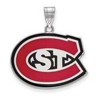 Sterling Silver Rhodium-plated LogoArt St. Cloud State University Large Enameled Pendant view 1