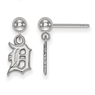 Sterling Silver Rhodium Plated Major League Baseball LogoArt Detroit Tigers Dangle Post Earrings