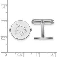 Sterling Silver Rhodium-plated LogoArt Texas State University Bobcat Cuff Links view 2