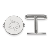 Sterling Silver Rhodium-plated LogoArt Texas State University Bobcat Cuff Links view 1
