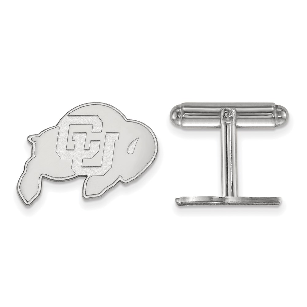 Sterling Silver Rhodium-plated LogoArt University of Colorado Buffalo Cuff Links