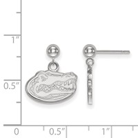Sterling Silver Rhodium-plated LogoArt University of Florida Dangle Ball Post Earrings view 2