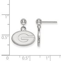 Sterling Silver Rhodium-plated LogoArt University of Georgia Letter G Dangle Ball Post Earrings view 2