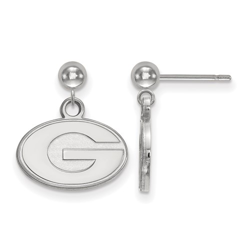 Sterling Silver Rhodium-plated LogoArt University of Georgia Letter G Dangle Ball Post Earrings