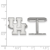 Sterling Silver Rhodium-plated LogoArt University of Houston U-h Cuff Links view 2
