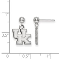Sterling Silver Rhodium-plated LogoArt University of Kentucky U-k Dangle Ball Post Earrings view 2