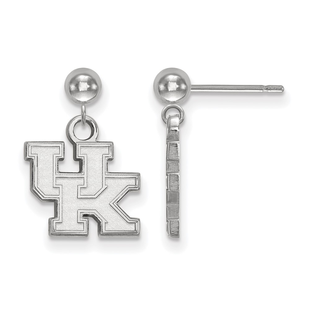 Sterling Silver Rhodium-plated LogoArt University of Kentucky U-k Dangle Ball Post Earrings