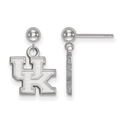 Sterling Silver Rhodium-plated LogoArt University of Kentucky U-k Dangle Ball Post Earrings
