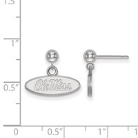 Sterling Silver Rhodium-plated LogoArt University of Mississippi Ole Miss Oval Dangle Ball Post Earrings view 2