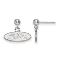 Sterling Silver Rhodium-plated LogoArt University of Mississippi Ole Miss Oval Dangle Ball Post Earrings view 1
