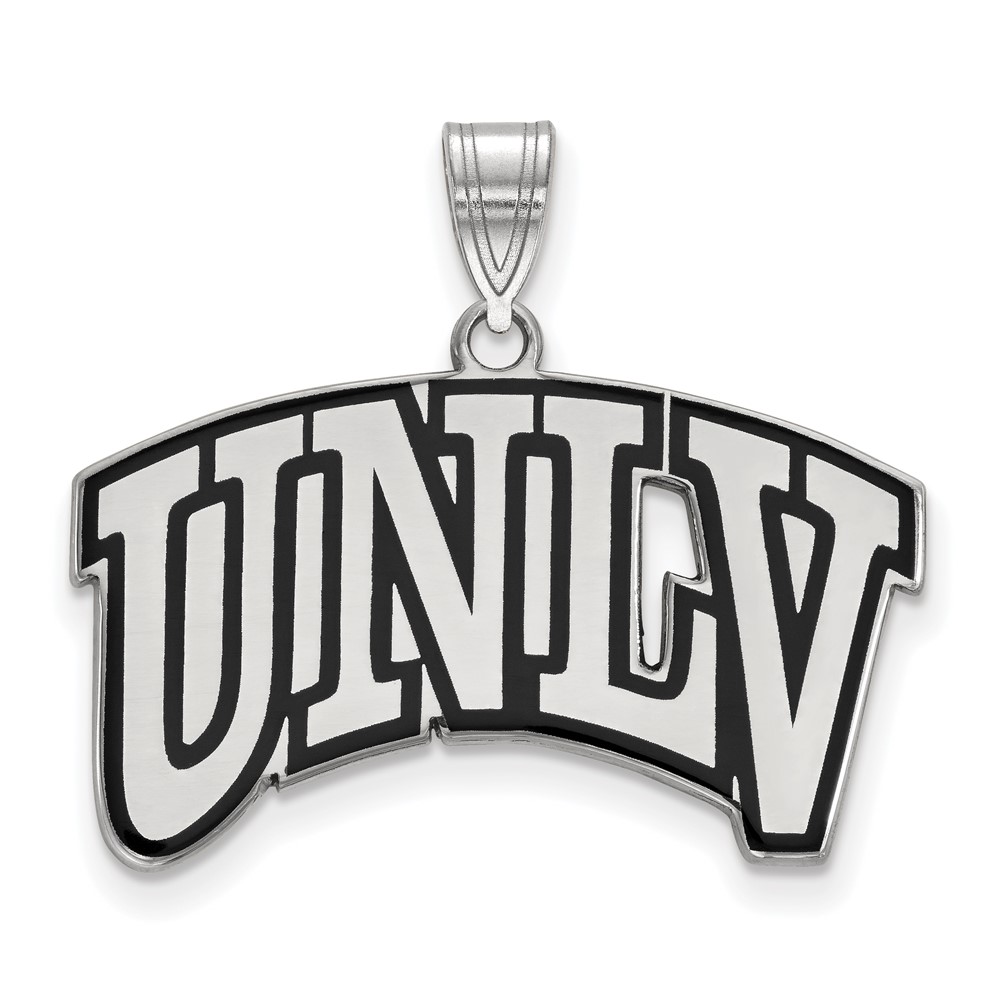 Sterling Silver Rhodium-plated LogoArt University of Nevada-Las Vegas U-n-l-v Large Enameled Pendant