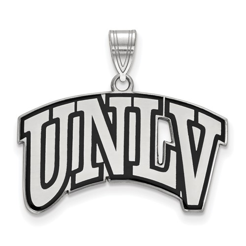 Sterling Silver Rhodium-plated LogoArt University of Nevada-Las Vegas U-n-l-v Large Enameled Pendant