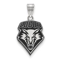 Sterling Silver Rhodium-plated LogoArt University of New Mexico Lobos Large Enameled Pendant view 1